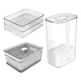 Kit Organizador De Geladeira 2 2l Porta Frios Duplo Organizador De Temperos 2 3l Kte146 Ou
