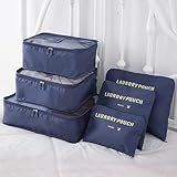 Kit Organizador De Mala 6 Peças Para Viagem Bagagem Praticidade Organização Azul Marinho 