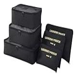 Kit Organizador De Mala De Viagem Bagagem 6 Peças Necessaires Para Roupas Maquiagens Peças íntimas Meias Preto 