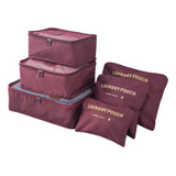 Kit Organizador De Mala Viagem Necessaire 6 Peças Cor Marsala