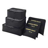 Kit Organizador De Mala Viagem Necessaire Saquinhos 6 Cor Preto Desenho Do Tecido Lisa