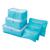 Kit Organizador De Mala Viagem Necessaire Saquinhos 6 Peças Cor Azul claro Baluma Shop