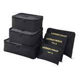 Kit Organizador De Mala Viagem Necessaire Saquinhos 6 Peças Cor Preto