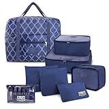Kit Organizador De Malas 6 Pcs - Bolsa Dobrável - Frascos De Viagem 10 Pcs -Azul-