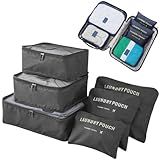 Kit Organizador De Malas 6 Peças Necessaires Para Roupas Sapatos E Maquiagem Bagagem Organizada Conjunto Organizador Completo Premium -Preto- Cinza Ou Azul-