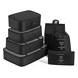 Kit Organizador De Malas De Viagem- 7 Peças- Conjunto Com Bolsas E Necessaires- Sapatos Maquiagem Roupas Bagagem Organizada -Preto-