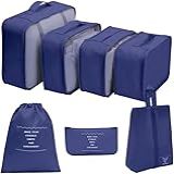 Kit Organizador De Malas Para Viagem 7 Peças Conjunto Organizador Completo Bolsas Necessaire Mala Sapatos Maquiagem Roupas Bagagem Organizada Azul 