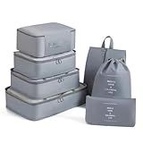 Kit Organizador De Malas Para Viagem 7 Peças Conjunto Organizador Completo Bolsas Necessaire Sapatos Maquiagem Roupas Bagagem Organizada Cinza 