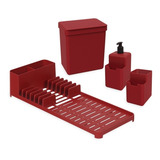 Kit Organizador De Pia 4 Peças Single Vermelho Coza Brinox