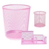 Kit Organizador Home Office Lixeira Porta Treco Porta Lápis