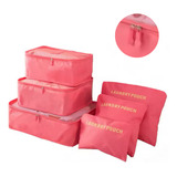 Kit Organizador Mala Para Viagem 6 Peças Necessaire Salmão