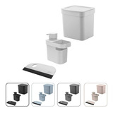 Kit Organizador Pia Cozinha Lixeira Porta Detergente Rodinho Cor Branco