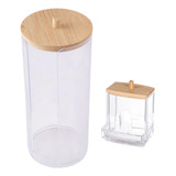 Kit Organizador Porta Algodão Disco Cotonete Higiene Bambu