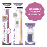 Kit Ortodôntico Escovas Com Interdental E Passa Fio