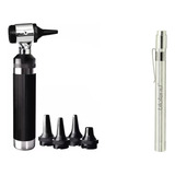 Kit Otoscópio Tk Luz De Led Branca Lanterna Clínica Prata