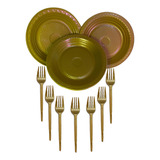 Kit P bolo Prato E Garfo Dourado 200 Un Total