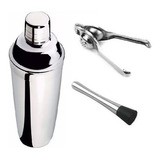 Kit P Caipirinha C 3 Peças Socador Espremedor Coqueteleira