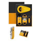 Kit P Charuto Cinzeiro Cortador Reto E V Furador E Isqueiro