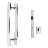 Kit P Porta Pivotante Puxador Curvo 80 Cm fechadura Rolete
