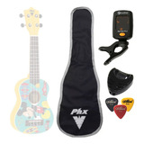 Kit P Ukulele Soprano Capa Afinador Suporte Tuner Palhetas