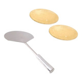 Kit Pá Pizza Inox Mais 2 Pedras Refratária 35cm E 30cm Forno
