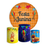 Kit Painel De Festa Redondo E Cilindros Tecido Festa Junina