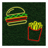 Kit Painel Neon Led Hamburguer Batata Frita Decoração