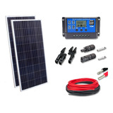 Kit Painel Placa Energia Solar 2x155w Caminhão 12ou24 Volts Cor Azul Voltagem De Circuito Aberto 24 46v Voltagem Máxima Do Sistema 20 64v
