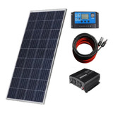 Kit Painel Placa Solar 150w Controlador 12v   Inversor 300w
