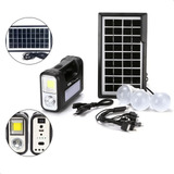 Kit Painel Placa Solar Portátil 3 Lâmpada Led Luz Emergência