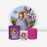 Kit Painel Redondo 1 50 Trio Capas De Cilindro Em Tecid F Cor Princesa Sofia Disney