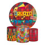 Kit Painel Redondo Trio Capas Cilindro Festa Junina Arraiá