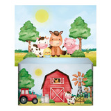 Kit Painel Retangular Capa De Mesa Fazendinha Em Tecido