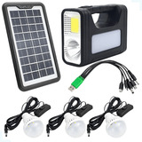 Kit Painel Solar Bateria Portátil Lâmpadas Led E Carregador