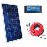 Kit Painel Solar Placa Célula 140w   Controlador   Cabo 10m