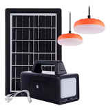 Kit Painel Solar Portátil 2 Lâmpada Led Usb 9000mah Cor Preto Voltagem De Circuito Aberto 10v Voltagem Máxima Do Sistema 10v
