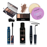 Kit Paleta Sobrancelha Pó Banana Rímel Delineador Fixador