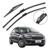 Kit Palhetas Limpador Parabrisa Silicone Ford Ka 2014 À 2022