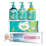Kit Pampers Glicerina Bepantol Baby Pomada Assaduras Lenços