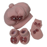 Kit Pandora Boina Sapatinho Par De Luvinhas Rosê