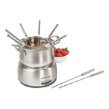 Kit Panela Fondue Elétrica Inox Chocolate Queijo 1 9l 220v
