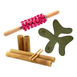 Kit Pantala Rolo Massageador Turbinado Kit Bambuterapia Cor Natural