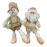 Kit Papai Noel E Boneco De Neve Grande De Pelucia Em Pé Luxo