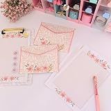 Kit Papeis De Carta Com Envelopes La Palomita Floral Elegante Carta Mensagens