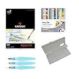 Kit Papel Canson Aquarela - Aquarela Pentel 24 Cores - Godê - Pentel Kit Pinceis
