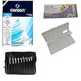 Kit Papel Canson Aquarela-Aquarela Pentel 24 Cores-Godê Pentel Kit Pinceis Sinoart