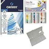 Kit Papel Canson Aquarela Aquarela Pentel 24 Cores WFRS Godê Sinoart