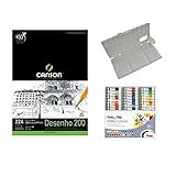 Kit Papel Canson Desenho - Aquarela Pentel Tubo 24 Cores - Gode Sinoart