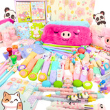 Kit Papelaria Fofa Kawaii Pelúcia Presente 15 Itens Criativo