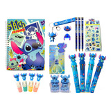 Kit Papelaria Fofa Stitch Material Escolar 10 Itens Brinde
